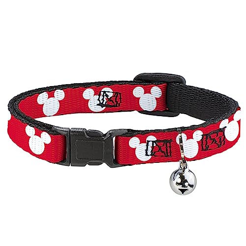Disney Katzenhalsband, Breakaway-Halsband mit Glöckchen, Mickey-Maus-Ohren, Rot / Weiß, 21,6 bis 30,5 cm breit von Buckle-Down
