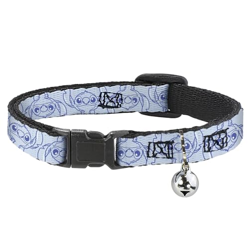 Disney Katzenhalsband, Breakaway-Halsband mit Glöckchen, Stichpose, Flip, Hellblau, 21,6 bis 30,5 cm, 1,3 cm breit von Buckle-Down