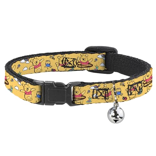 Disney Katzenhalsband, Breakaway-Halsband mit Glöckchen, Winnie Puuh Happy Poses Goldgelb, 21,6 bis 30,5 cm, 1,3 cm breit Disney Katzenhalsband, Breakaway-Halsband mit Glöckchen, Winnie Puuh Happy Poses Goldgelb, 21,6 bis 30,5 cm, 1,3 cm breit von Buckle-Down