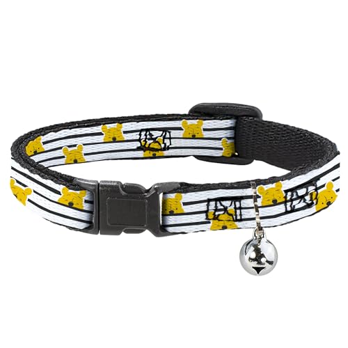 Disney Katzenhalsband, Breakaway-Halsband mit Glöckchen, Winnie Puuh Peeking Poses gestreift, 21,6 bis 30,5 cm, 1,3 cm breit Disney Katzenhalsband, Breakaway-Halsband mit Glöckchen, Winnie Puuh Peeking Poses gestreift, 21,6 bis 30,5 cm, 1,3 cm breit von Buckle-Down