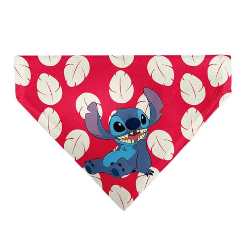 Disney Haustier-Halstuch, Motiv: Lilo und Stitch-Kleid, Blätter, sitzende Pose, rot, nur Schlupfhalsband von Buckle-Down