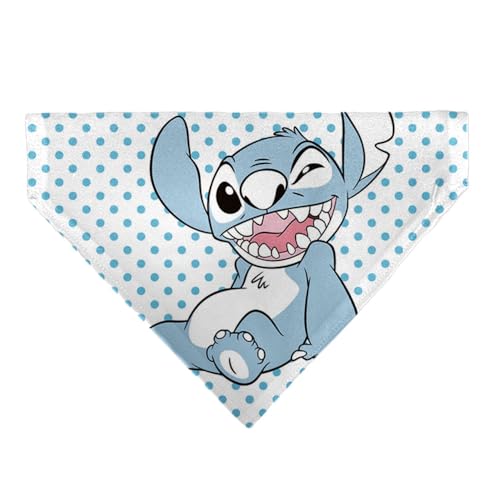 Disney Pet Bandana Lilo and Stitch Stitch Winking Pose and Polka Dots White Blue Slip On Collar Bandana Only von Buckle-Down