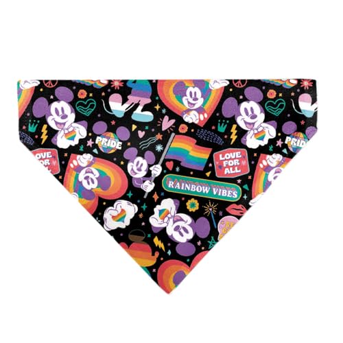 Disney Pet Bandana Mickey Mouse Pride Poses Rainbow Collage Black Slip On Collar Bandana Only von Buckle-Down