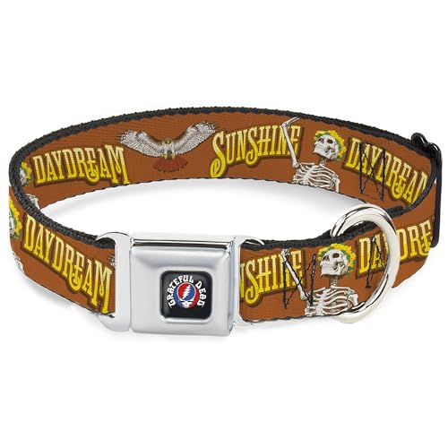 Grateful Dead Hundehalsband, Metall-Sicherheitsgurtschnalle, Grateful Dead Sunshine Daydream Skelett, Orange, 38,1 bis 61 cm, 2,5 cm breit Grateful Dead Hundehalsband, Metall-Sicherheitsgurtschnalle, Grateful Dead Sunshine Daydream Skelett, Orange, 38,1 bis 61 cm, 2,5 cm breit von Buckle-Down