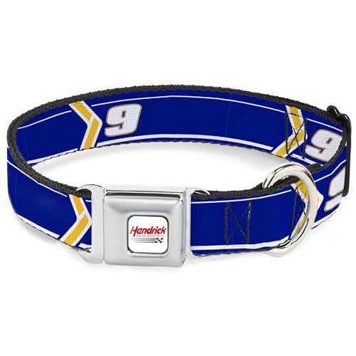 Hendrick Motorsports Hundehalsband, Metall-Sicherheitsgurtschnalle, HMS Auto-Scheme, Blau, Gelb, Weiß, 33 bis 43 cm, 3,8 cm breit Hendrick Motorsports Hundehalsband, Metall-Sicherheitsgurtschnalle, HMS Auto-Scheme, Blau, Gelb, Weiß, 33 bis 43 cm, 3,8 cm breit von Buckle-Down