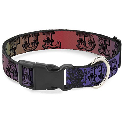 Hundehalsband, Kunststoff, mit Clip, Grateful Dead Text, Totenkopf-Rosen, Regenbogenfarben, verblassend, 38,1 bis 66 cm, 2,5 cm breit Hundehalsband, Kunststoff, mit Clip, Grateful Dead Text, Totenkopf-Rosen, Regenbogenfarben, verblassend, 38,1 bis 66 cm, 2,5 cm breit von Buckle-Down