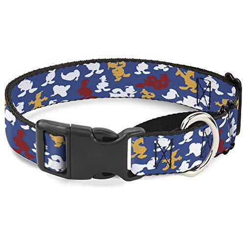 Hundehalsband, Martingale Donald Duck, Gesichtspositionen, Blau, Weiß, Rot, Gelb, 38,1 bis 66 cm, 2,5 cm breit von Buckle-Down