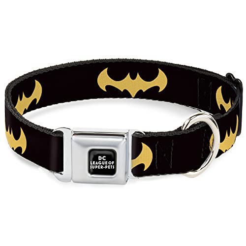 Hundehalsband, Sicherheitsgurt-Schnalle, DC League of Super Pets, Batman-Logo, 50,8 bis 78,9 cm, 3,8 cm breit, Schwarz / Gelb von Buckle-Down