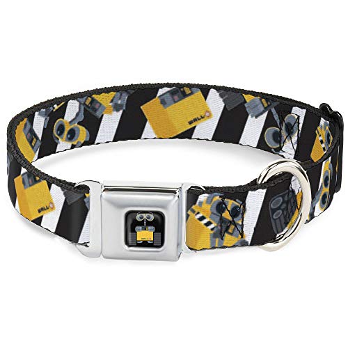 Hundehalsband, Sicherheitsgurtschnalle, gestreift, Schwarz / Weiß, 22,9 bis 38,1 cm breit von Buckle-Down
