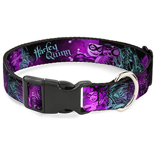 Hundehalsband Kunststoff Clip Harley Quinn Pow Zielposen Joker Schwarz Türkis Fuchsia 45,7 bis 81,3 cm breit PC-WJK047-WL von Buckle-Down