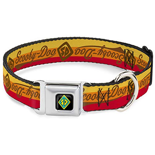 Hundehalsband mit Schnalle, Scooby DOO Script Sd Icon Streifen Gelb Orange Rot Braun 45,7 bis 81,3 cm breit von Buckle-Down