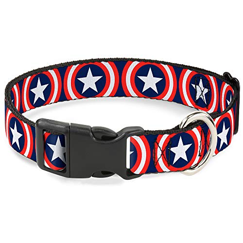Katzen-Halsband mit Breakaway Captain America Shield Repeat 20,3-30,5 cm breit, Marineblau von Buckle-Down