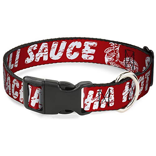Katzenhalsband mit Breakaway Sriracha Hot Chili Sauce Hahn, verwittert, 15,2 bis 22,9 cm, 1,27 cm breit, Rot/Weiß von Buckle-Down