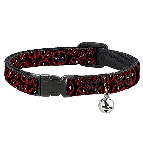 Katzenhalsband mit Deadpool-Splatter-Logo, Schwarz, Rot, Weiß, 20,3 bis 30,5 cm breit Katzenhalsband mit Deadpool-Splatter-Logo, Schwarz, Rot, Weiß, 20,3 bis 30,5 cm breit von Buckle-Down
