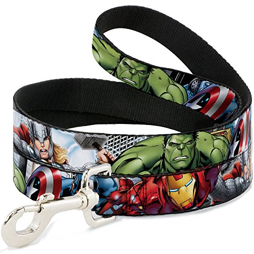Hundeleine Marvel Avengers 4 Superhelden-Posen, Nahaufnahme, 1,8 m lang, 3,8 cm breit, Mehrfarbig (DL-6FT-WAV012-W) von Buckle-Down
