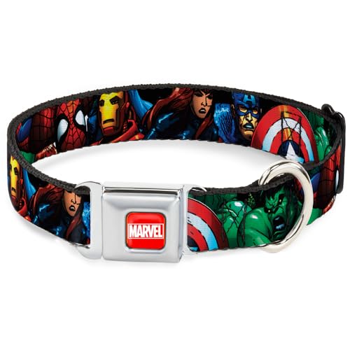 Marvel Comics Hundehalsband, leicht verstellbar, Metall-Sicherheitsgurtschnalle, Schnellverschluss, Superhelden, 40,6 bis 58,9 cm, 3,8 cm breit, Größe M von Buckle-Down