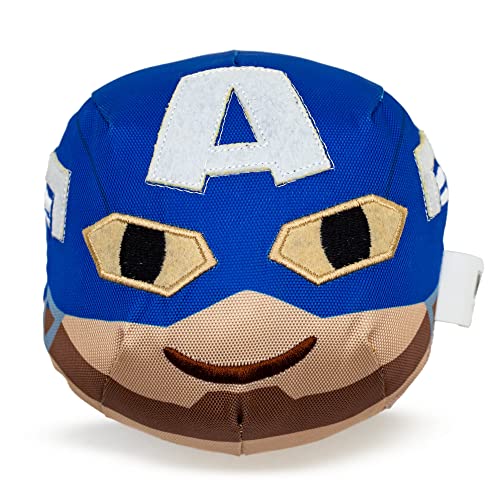 Marvel Comics Hundespielzeug, Captain America, lächelndes Gesicht, rund, ballistisches Nylon-Plüsch von Buckle-Down