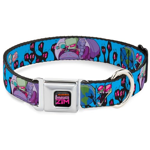 Nickelodeon Hundehalsband, leicht verstellbar, Metall-Sicherheitsgurt-Schnalle, Schnellverschluss, Invacer Zim Gir und Piggy Rule The World Poses Blue, 28,9 cm bis 41,5 cm, 2,5 cm breit Nickelodeon Hundehalsband, leicht verstellbar, Metall-Sicherheitsgurt-Schnalle, Schnellverschluss, Invacer Zim Gir und Piggy Rule The World Poses Blue, 28,9 cm bis 41,5 cm, 2,5 cm breit von Buckle-Down
