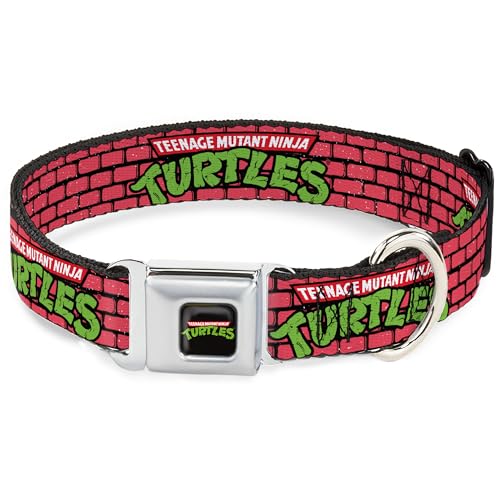 Nickelodeon Hundehalsband, leicht verstellbar, Metall-Sicherheitsgurtschnalle, Schnellverschluss, Teenage Mutant Ninja Turtles Brick Title Logo, Rot, 33 bis 43 cm, 3,8 cm breit Nickelodeon Hundehalsband, leicht verstellbar, Metall-Sicherheitsgurtschnalle, Schnellverschluss, Teenage Mutant Ninja Turtles Brick Title Logo, Rot, 33 bis 43 cm, 3,8 cm breit von Buckle-Down
