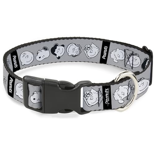 Peanuts Worldwide LLC Hundehalsband, Kunststoffschnalle, Peanuts Gang Expressions, Grau, Schwarz, Weiß, 24,1 bis 33 cm, 2,5 cm breit Peanuts Worldwide LLC Hundehalsband, Kunststoffschnalle, Peanuts Gang Expressions, Grau, Schwarz, Weiß, 24,1 bis 33 cm, 2,5 cm breit von Buckle-Down