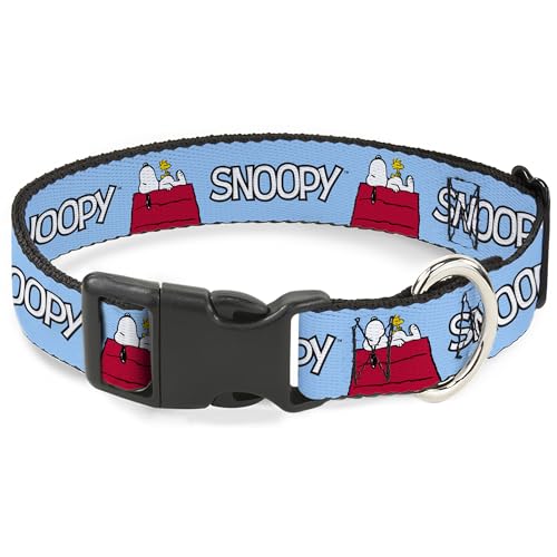 Peanuts Worldwide LLC Hundehalsband, Kunststoffschnalle, Peanuts Snoopy und Woodstock Hundehütte, Pose und Text, Himmelblau, 17,8 bis 21,6 cm, 1,3 cm breit Peanuts Worldwide LLC Hundehalsband, Kunststoffschnalle, Peanuts Snoopy und Woodstock Hundehütte, Pose und Text, Himmelblau, 17,8 bis 21,6 cm, 1,3 cm breit von Buckle-Down