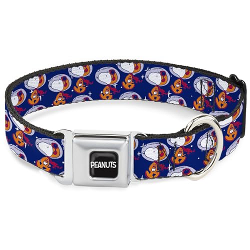 Peanuts Worldwide LLC Hundehalsband, Metall-Sicherheitsgurtschnalle, Erdnüsse, Astronaut, Snoopy, Spazierengehen, Pose, verstreut, Blau-Orange, 24,6 bis 33 cm, 2,5 cm breit Peanuts Worldwide LLC Hundehalsband, Metall-Sicherheitsgurtschnalle, Erdnüsse, Astronaut, Snoopy, Spazierengehen, Pose, verstreut, Blau-Orange, 24,6 bis 33 cm, 2,5 cm breit von Buckle-Down