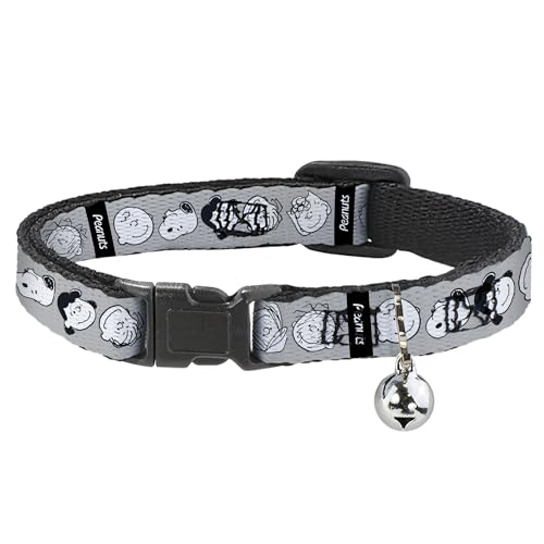 Peanuts Worldwide LLC Katzenhalsband, Abreißhalsband mit Glöckchen, Peanuts Gang Expressions, Grau, Schwarz, Weiß, 21,6 bis 30,5 cm, 1,3 cm breit Peanuts Worldwide LLC Katzenhalsband, Abreißhalsband mit Glöckchen, Peanuts Gang Expressions, Grau, Schwarz, Weiß, 21,6 bis 30,5 cm, 1,3 cm breit von Buckle-Down