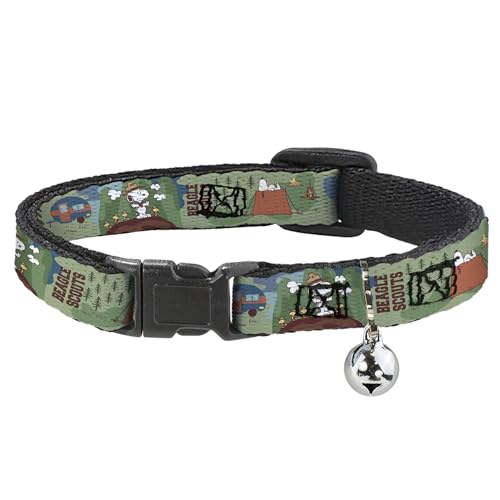 Peanuts Worldwide LLC Katzenhalsband, Breakaway-Halsband mit Glöckchen, Peanuts Happy Camper, Beagle, Pfadfinder-Szenen, 21,6 bis 30,5 cm, 1,3 cm breit Peanuts Worldwide LLC Katzenhalsband, Breakaway-Halsband mit Glöckchen, Peanuts Happy Camper, Beagle, Pfadfinder-Szenen, 21,6 bis 30,5 cm, 1,3 cm breit von Buckle-Down