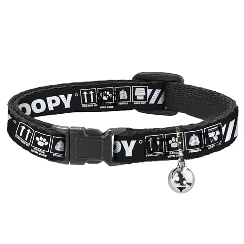 Peanuts Worldwide LLC Katzenhalsband, Breakaway-Halsband mit Glöckchen, Peanuts-Snoopy-Pflegesymbole, 100 % Original Schwarz-Weiß, 21,6 bis 30,5 cm, 1,3 cm breit Peanuts Worldwide LLC Katzenhalsband, Breakaway-Halsband mit Glöckchen, Peanuts-Snoopy-Pflegesymbole, 100 % Original Schwarz-Weiß, 21,6 bis 30,5 cm, 1,3 cm breit von Buckle-Down