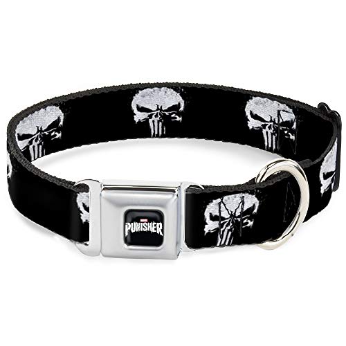 Punisher Hundehalsband, Sicherheitsgurt-Schnalle, 2017 Serie, Icon, schwarz, weiß, 45,7 bis 81,3 cm breit Punisher Hundehalsband, Sicherheitsgurt-Schnalle, 2017 Serie, Icon, schwarz, weiß, 45,7 bis 81,3 cm breit von Buckle-Down