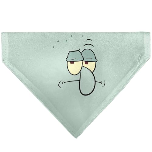 Spongebob Schwammkopf Haustier-Halstuch, Squidward Stirnrunzeln, Nahaufnahme und Text, Blau, nur Schlupfhalsband von Buckle-Down