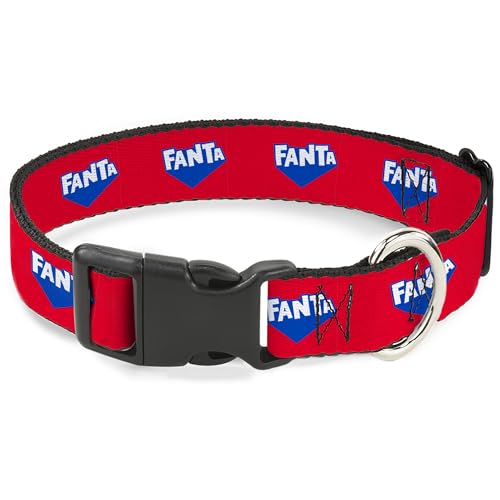 The Coca-Cola Company Hundehalsband, Kunststoffschnalle, Fanta-Logo, Erdbeerrot, Blau, Weiß, 28,9 cm bis 41,5 cm 2,5 cm breit von Buckle-Down