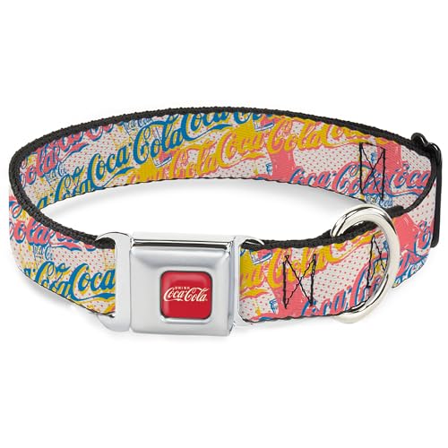 The Coca-Cola Company Hundehalsband, Metall-Sicherheitsgurtschnalle, Coca-Cola-Logo, gestapelt, Pop-Art-Weiß, mehrfarbig, Pastellfarben, 28,9 cm bis 41,5 cm, 2,5 cm breit The Coca-Cola Company Hundehalsband, Metall-Sicherheitsgurtschnalle, Coca-Cola-Logo, gestapelt, Pop-Art-Weiß, mehrfarbig, Pastellfarben, 28,9 cm bis 41,5 cm, 2,5 cm breit von Buckle-Down