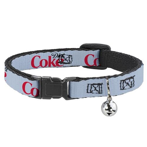 The Coca-Cola Company Katzenhalsband, Abreißhalsband mit Glöckchen, Diät-Cola-Logo, Hellgrau, Schwarz, Rot, 21,6 bis 30,5 cm, 1,3 cm breit von Buckle-Down
