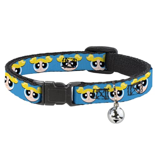 Warner Bros. Animation Katzenhalsband, Breakaway-Halsband mit Glocke, The Powerpuff Girls Bubbles Face Close Up Blue, 21,6 bis 30,5 cm, 1,3 cm breit Warner Bros. Animation Katzenhalsband, Breakaway-Halsband mit Glocke, The Powerpuff Girls Bubbles Face Close Up Blue, 21,6 bis 30,5 cm, 1,3 cm breit von Buckle-Down