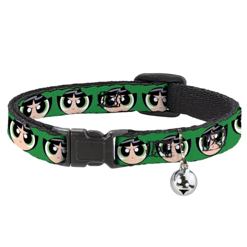 Warner Bros. Animation Katzenhalsband, Breakaway-Halsband mit Glocke, The Powerpuff Girls Buttercup Face Close Up Green, 21,6 bis 30,5 cm, 1,3 cm breit Warner Bros. Animation Katzenhalsband, Breakaway-Halsband mit Glocke, The Powerpuff Girls Buttercup Face Close Up Green, 21,6 bis 30,5 cm, 1,3 cm breit von Buckle-Down