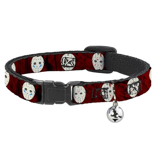 Warner Bros. Horror Movies Katzenhalsband, Breakaway-Halsband mit Glocke, Friday The 13th Hockeymaske, Rot, 21,6 bis 30,5 cm, 1,3 cm breit Warner Bros. Horror Movies Katzenhalsband, Breakaway-Halsband mit Glocke, Friday The 13th Hockeymaske, Rot, 21,6 bis 30,5 cm, 1,3 cm breit von Buckle-Down