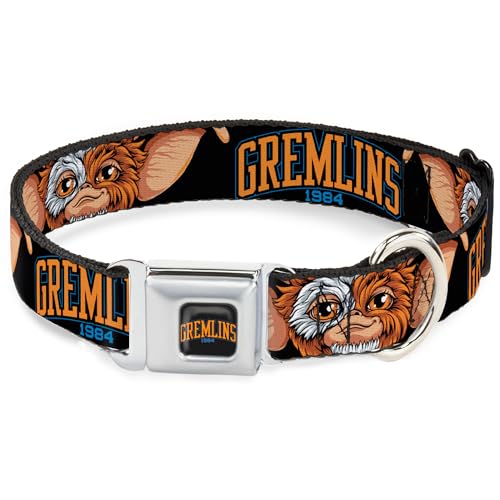 Warner Bros. Horrorfilme Haustierhalsband, Hundehalsband, Metall-Sicherheitsgurtschnalle, Gremlins 1984 Gizmo Face Close Up Schwarz, 40,6 bis 58,1 cm breit Warner Bros. Horrorfilme Haustierhalsband, Hundehalsband, Metall-Sicherheitsgurtschnalle, Gremlins 1984 Gizmo Face Close Up Schwarz, 40,6 bis 58,1 cm breit von Buckle-Down