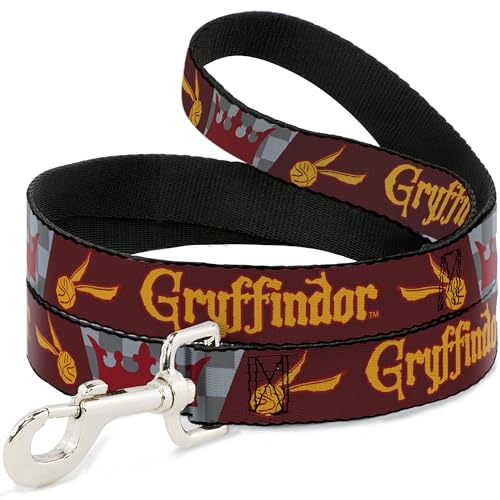 Warner Bros. Hundeleine, Harry Potter Gryffindor Quiditch Ball Crown Red Gold Grays, 122 cm lang, 1,3 cm breit von Buckle-Down