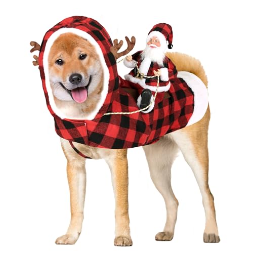 Budding Gallery Hunde-Weihnachtsoutfit, Weihnachtsmann-Kostüm, Warm, Rot/Schwarz, Größe L Budding Gallery Hunde-Weihnachtsoutfit, Weihnachtsmann-Kostüm, Warm, Rot/Schwarz, Größe L von Budding Gallery