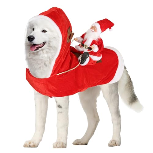 Hund Weihnachten Outfit Große Hunde Weihnachtsmann Reiten Kostüm Xmas Kleidung für Haustier Geschenke Warm Hund Winter Mantel Pullover Kostüme mit Rentierhut Hund Weihnachten Outfit Große Hunde Weihnachtsmann Reiten Kostüm Xmas Kleidung für Haustier Geschenke Warm Hund Winter Mantel Pullover Kostüme mit Rentierhut von Budding Gallery