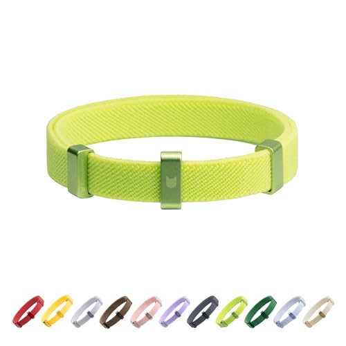BuddyArmor Anti-Würge-Katzenhalsband, elastisches Haustierhalsband, dünn, atmungsaktiv, Länge 14 - 30 cm, 10 Farben (fluoreszierendes Grün) von BuddyArmor