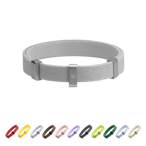 BuddyArmor Elastisches Sicherheitshalsband, flexibles und stabiles Polyester-Katzenhalsband, leicht und kratzfest, 15 - 30 cm, verstellbares Katzenhalsband (Silber) von BuddyArmor