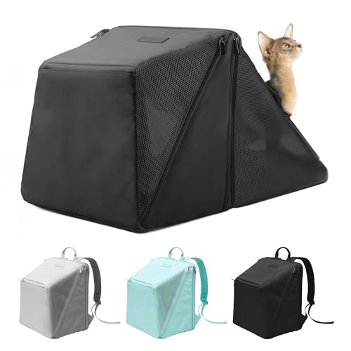 BuddyArmor Erweiterbarer Katzenrucksack für Haustiere, weiche Seiten, Netz-Rucksack für Katzen, kleine Hunde, zweilagig, belüftet, Privatsphäre, Katzenrucksack für Reisen, Outdoor, Camping von BuddyArmor
