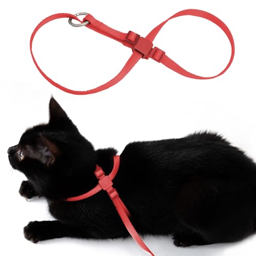 BuddyArmor Katzengeschirr, ausbruchsicher, Anti-Würgen, verstellbar, leicht, geeignet für Katzen jeden Alters, mehrere Farben, S, 70 cm (Lebendiges Rot) von BuddyArmor