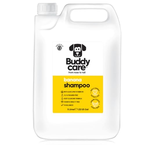Banana Dog Shampoo von Buddycare - Tiefenreinigendes Shampoo für Hunde - Fruchtiger Duft - Mit Aloe Vera und Pro-Vitamin B5 (5L) von Buddycare