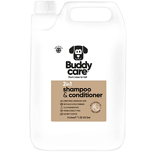 2in1 Shampoo & Conditioner von Buddycare - Praktisches Hundeshampoo und Conditioner in einem - Mit Aloe Vera und Pro-Vitamin B5 (5L) von Buddycare