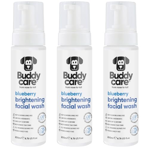 Buddycare Blueberry Gesichtswaschmittel für Hunde (3 x 200 ml), feuchtigkeitsspendend, antioxidativ, für trockene Haut des Hundes, sanfte Reinigungsformel für ein frisches und gepflegtes Fell von Buddycare