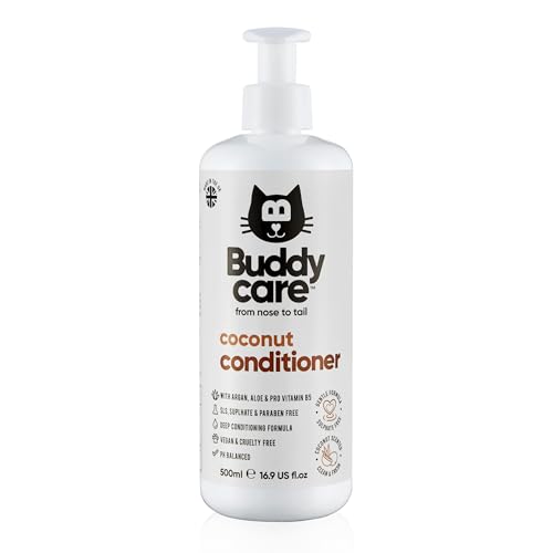 Buddycare Coconut Cat Haarspülung für Katzen (500 ml) ohne Tierversuche, veganes Pflegeprodukt | pH-Wert ausgewogen, SLS, Sulfat und ohne Parabene | ideal für eine Verwendung von Buddycare