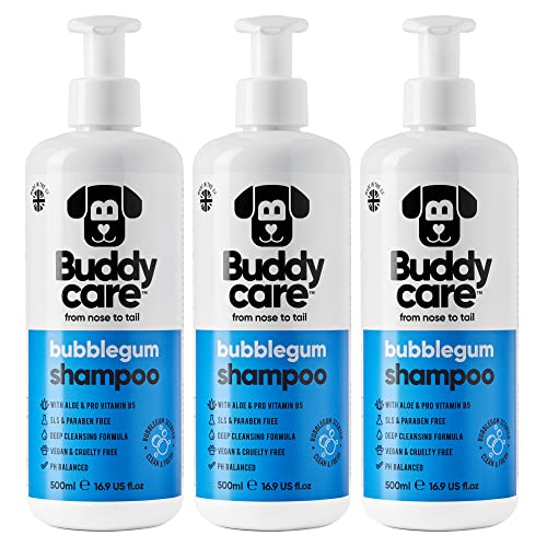 Kaugummi-Hundeshampoo von Buddycare - Tiefenreinigendes Shampoo für Hunde - Süßer Duft - Mit Aloe Vera und Pro-Vitamin B5 (500ml x3) von Buddycare